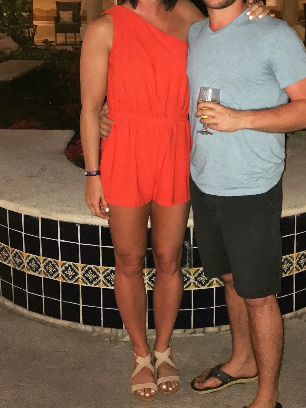 One-Shoulder Orange Romper